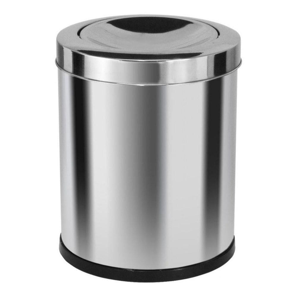 Lixeira Em Aço Inox Com Tampa Meia Esfera Cor:cinza