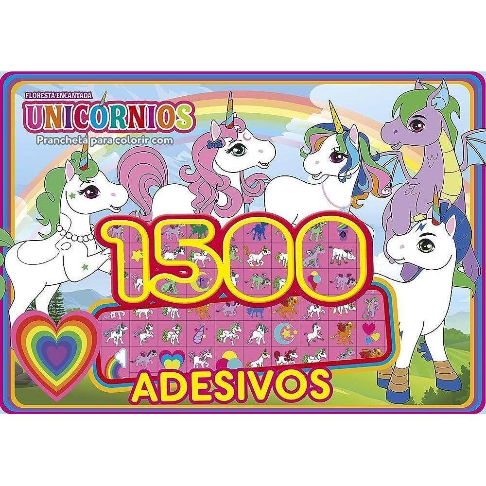 Prancheta Colorir Unicórnios 1500 Adesivos