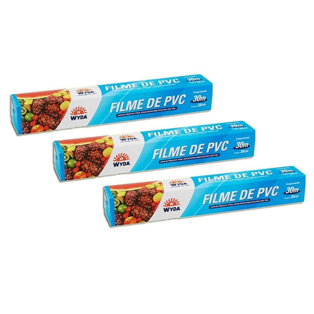 Papel Filme Pvc Bobina Wyda Conservante Alimentar Kit 3