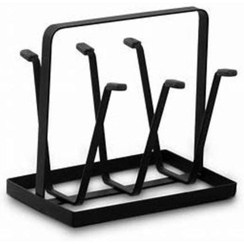 Porta Copos de Metal Preto - 6 Copos