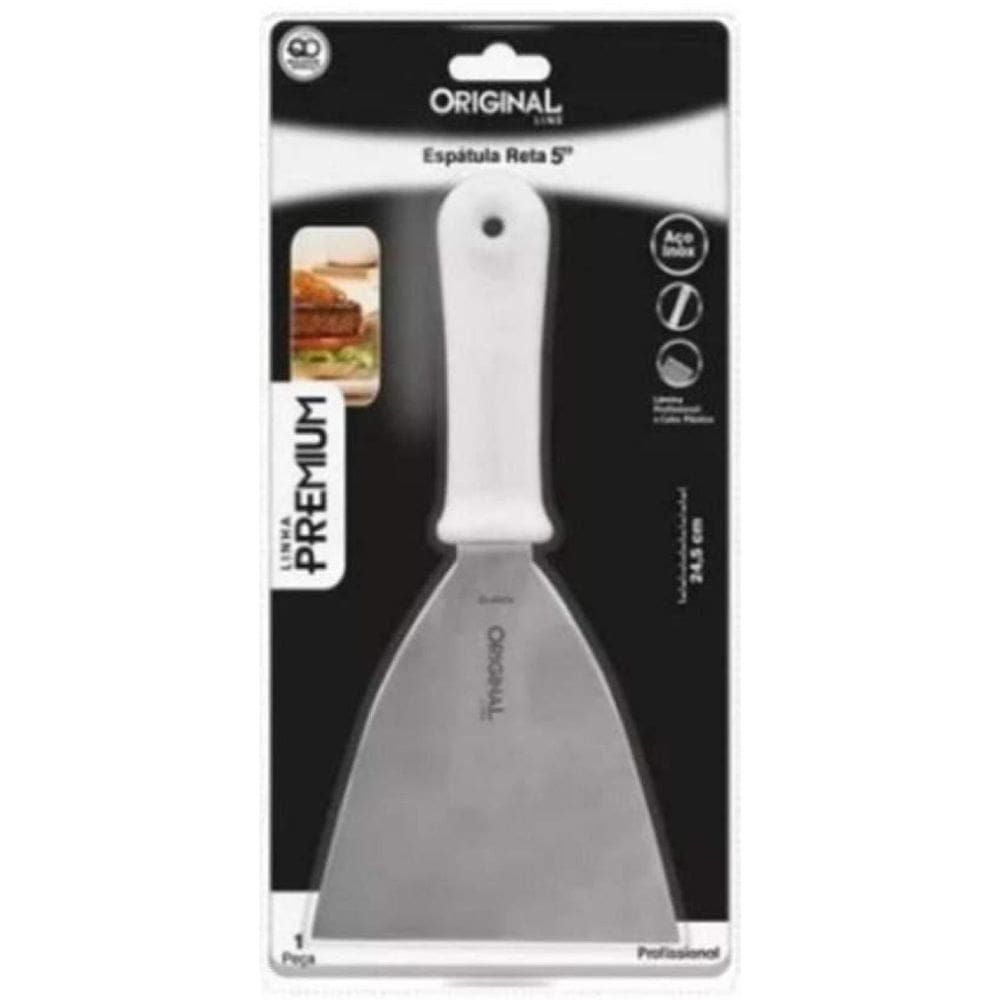 Espatula Reta 5 Inox Chapa Lanche Chapeiro Cozinha