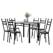 Conjunto De Mesa Sala de Jantar Leia Com 6 Cadeiras Tubular Granito 1,40m Artefamol