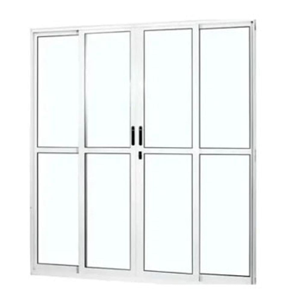 Porta Sacada 4 Folhas Aluminio Branco C/Fechadura 2,10x2,00