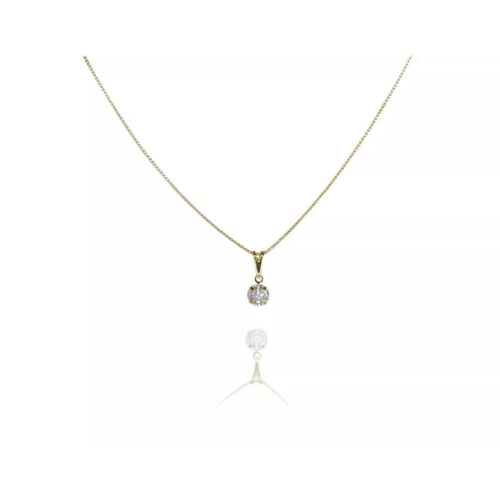 Colar Pingente Ponto De Luz Folheado A Ouro 18k