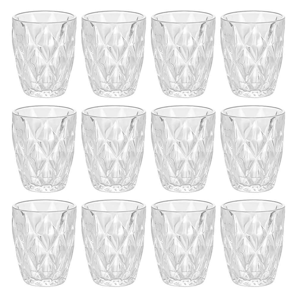 MP - Jogo Copos Vidro Diamond Transparente 27