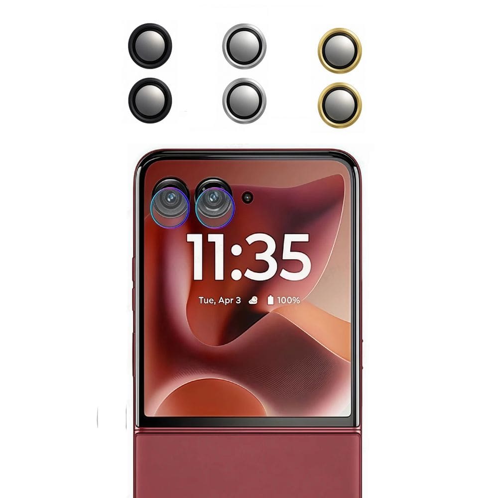 Película (Kit 02 Pçs) da Lente Câmera Lisa / Strass Para Motorola Razr 60 / Razr 60 Ultra
