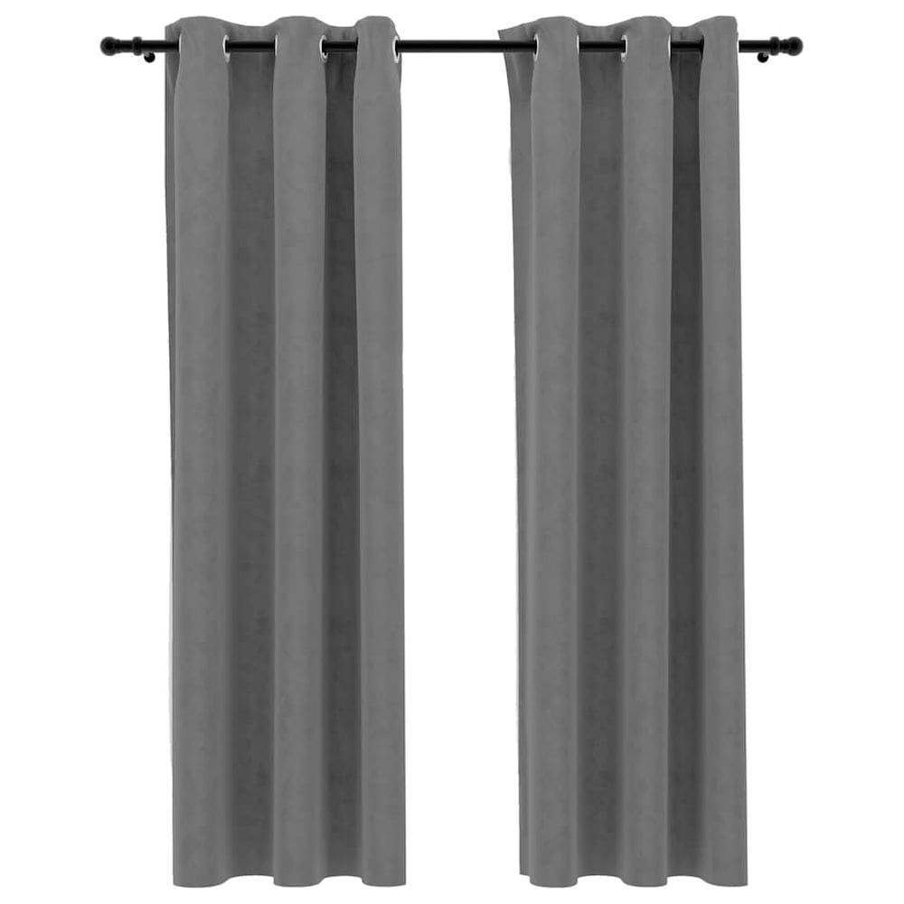 Cortinas vidaXL Blackout Velvet Grey 94x213cm com anéis x2