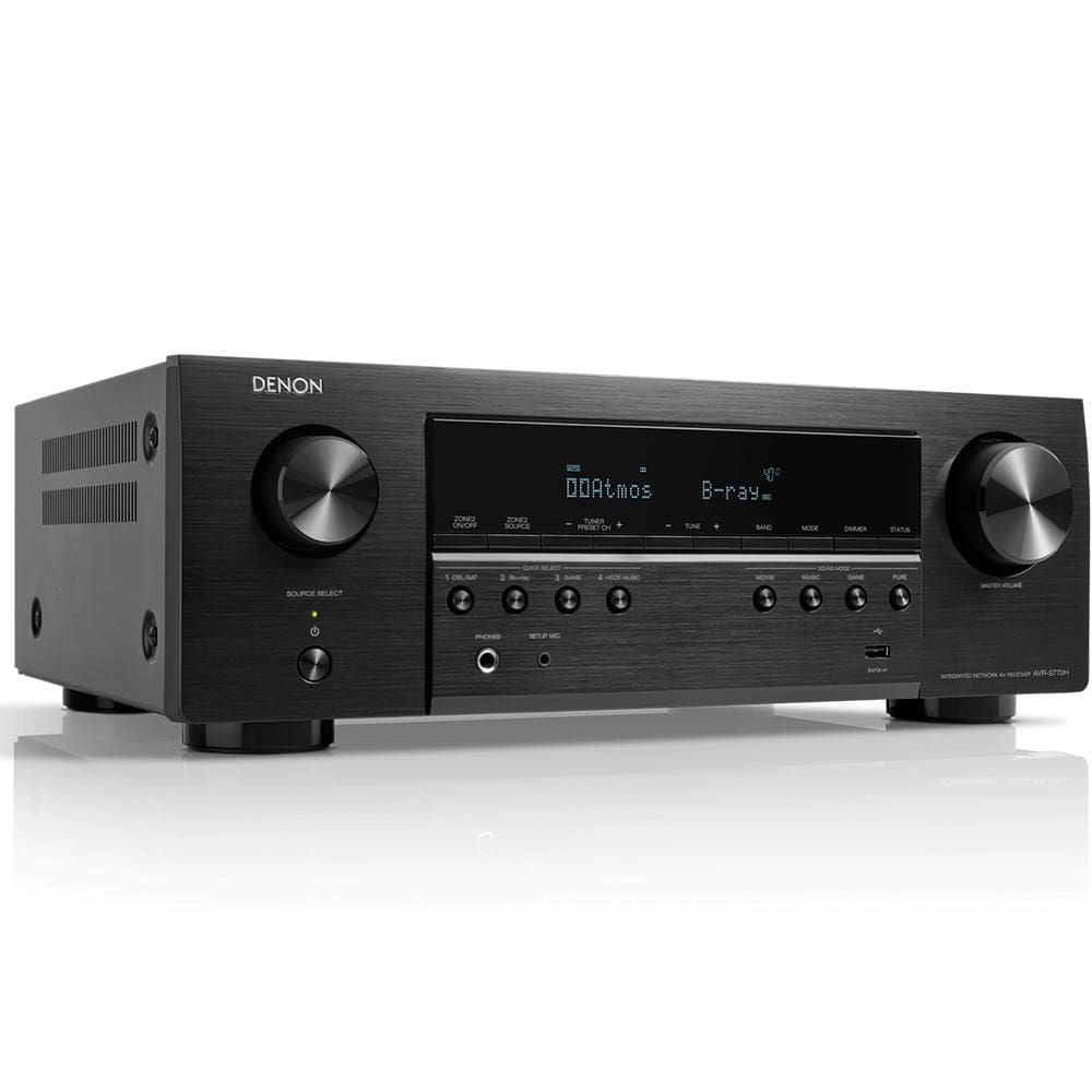Receiver Denon AVR-S770H 7.2ch 75W 8K UHD 3D Audio Dolby Atmos DTS:X Heos Integrado Wi-Fi Bluetooth Preto 110v