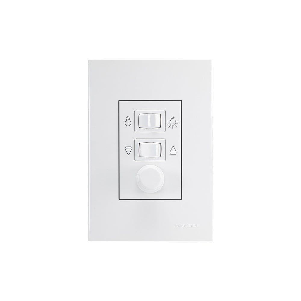 Controle de Ventilador MarGirius Sleek com Dimmer com Placa 4x2 Branco Bivolt