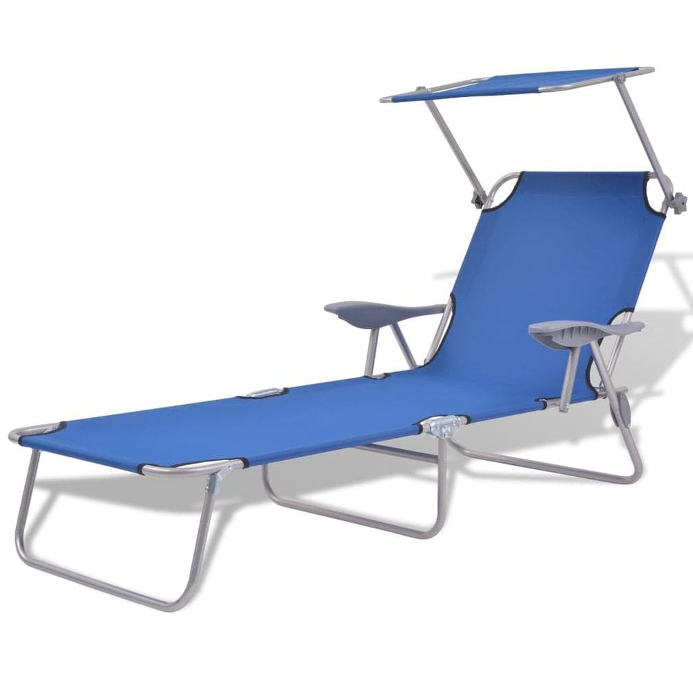 Espreguiçadeira VidaXL portátil com dossel ajustável azul