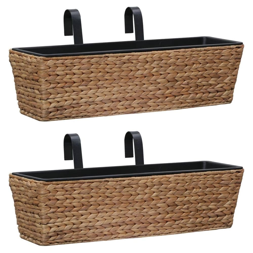 Conjunto de plantadores de vasos de flores vidaXL Water Hyacinth & Steel Frame