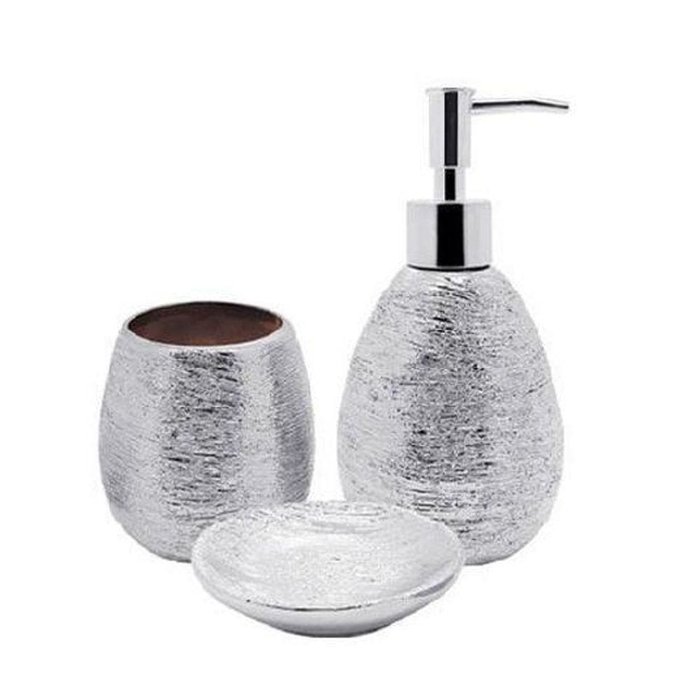Conjunto De Banheiro Lunar Prata 3 Peças