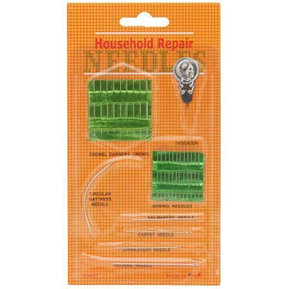 Kit Costura Cartela Com 26 Agulhas + Passador De Linha