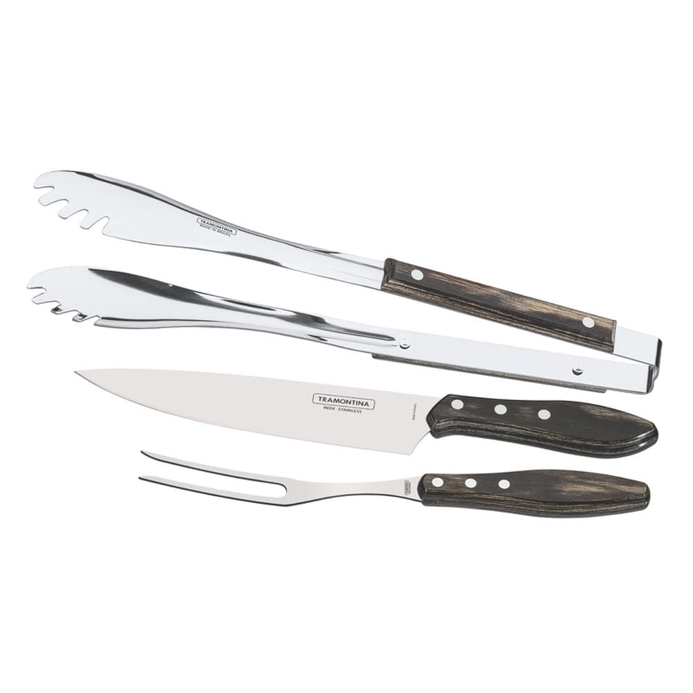 Jogo para Churrasco Inox 3 peças Polywood Tramontina