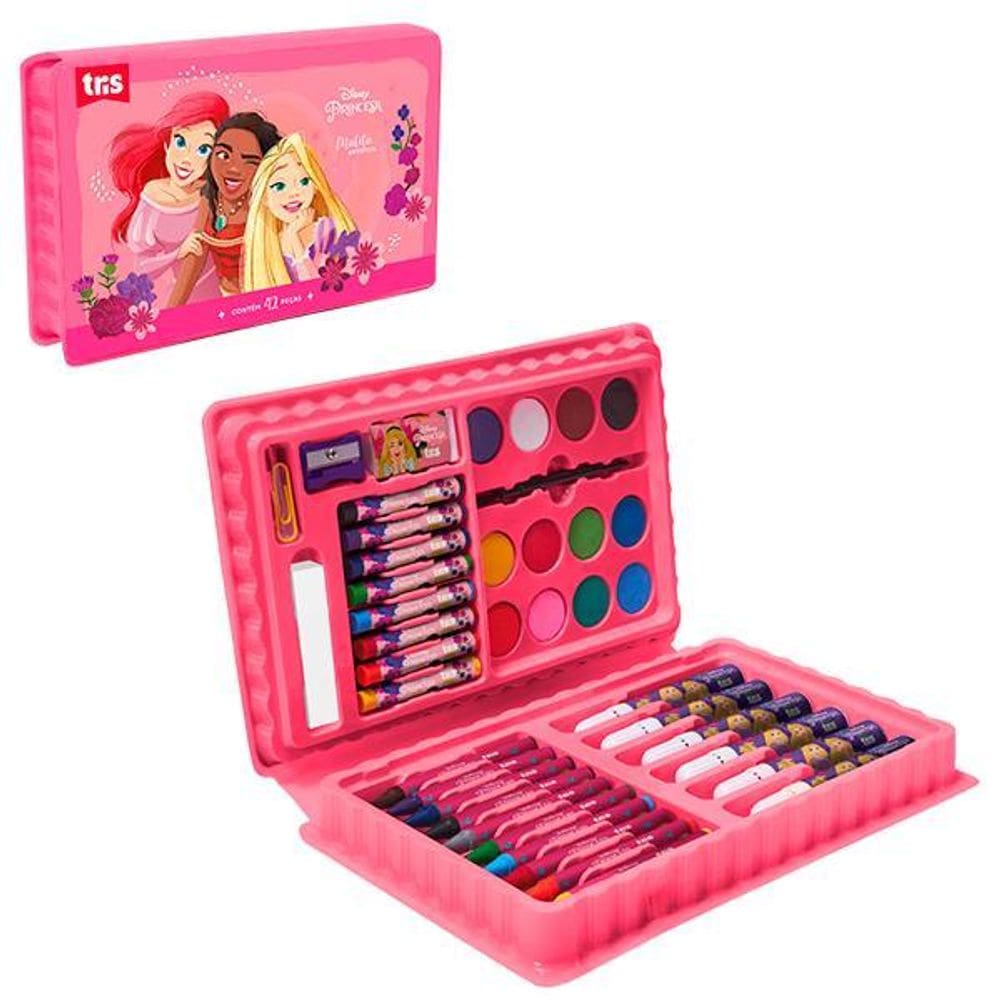 Maleta De Pintura Artística Princesas Rosa 42 Peças - Tris