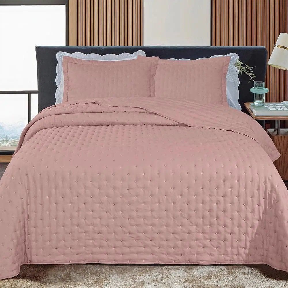 Jogo de Colcha Cobre Leito Toque Macio Dupla Face com Porta Travesseiro - Jolitex - Rosa - Casal