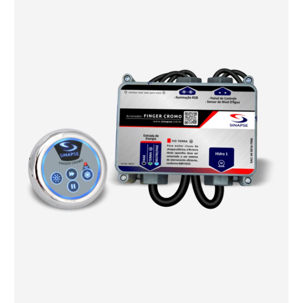 Acionador de Motor com Sistema de Iluminação Finger Cromo Sinapse c/1 Spot Cromado