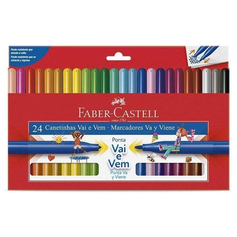 Canetinha Hidrográfica Ponta Vai E Vem 150124vvzf 24 Cores - Faber Castell