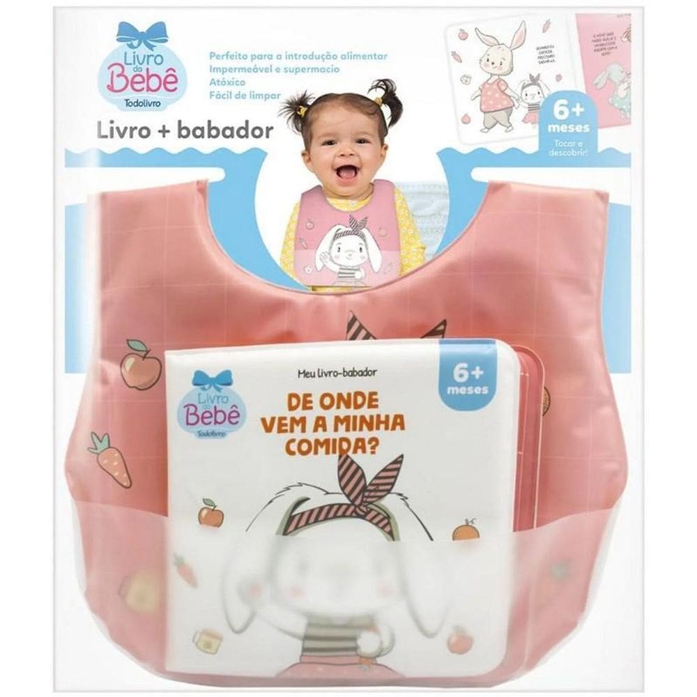 Livro Meu Livro-Babador - De Onde Vêm Minha Comida - Rosa