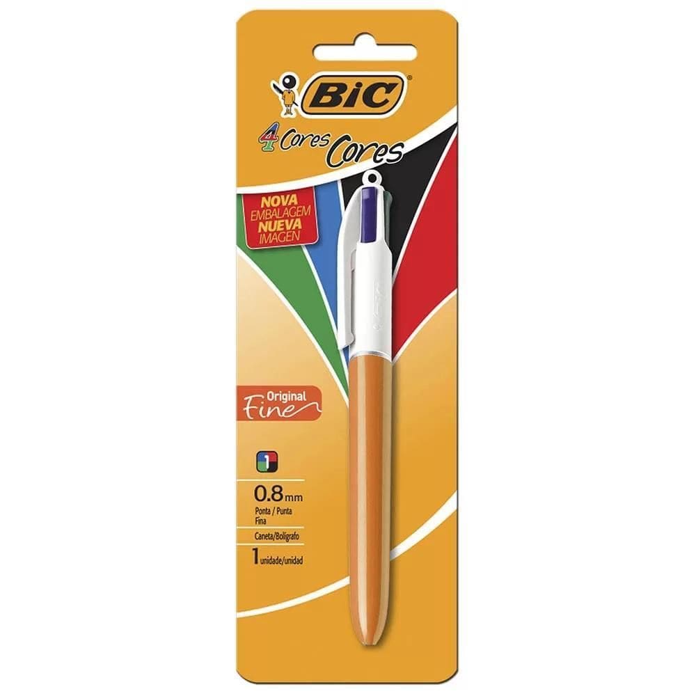 Caneta Bic 4 Cores 0.8mm - Tinta de Qualidade