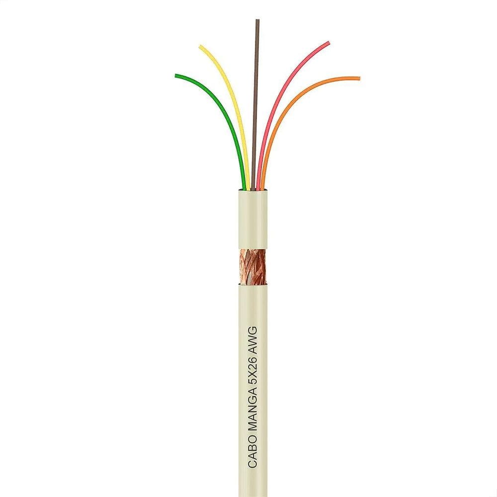 Cabo Manga 5X26 Awg - Com Blindagem Bege - 4 Metros