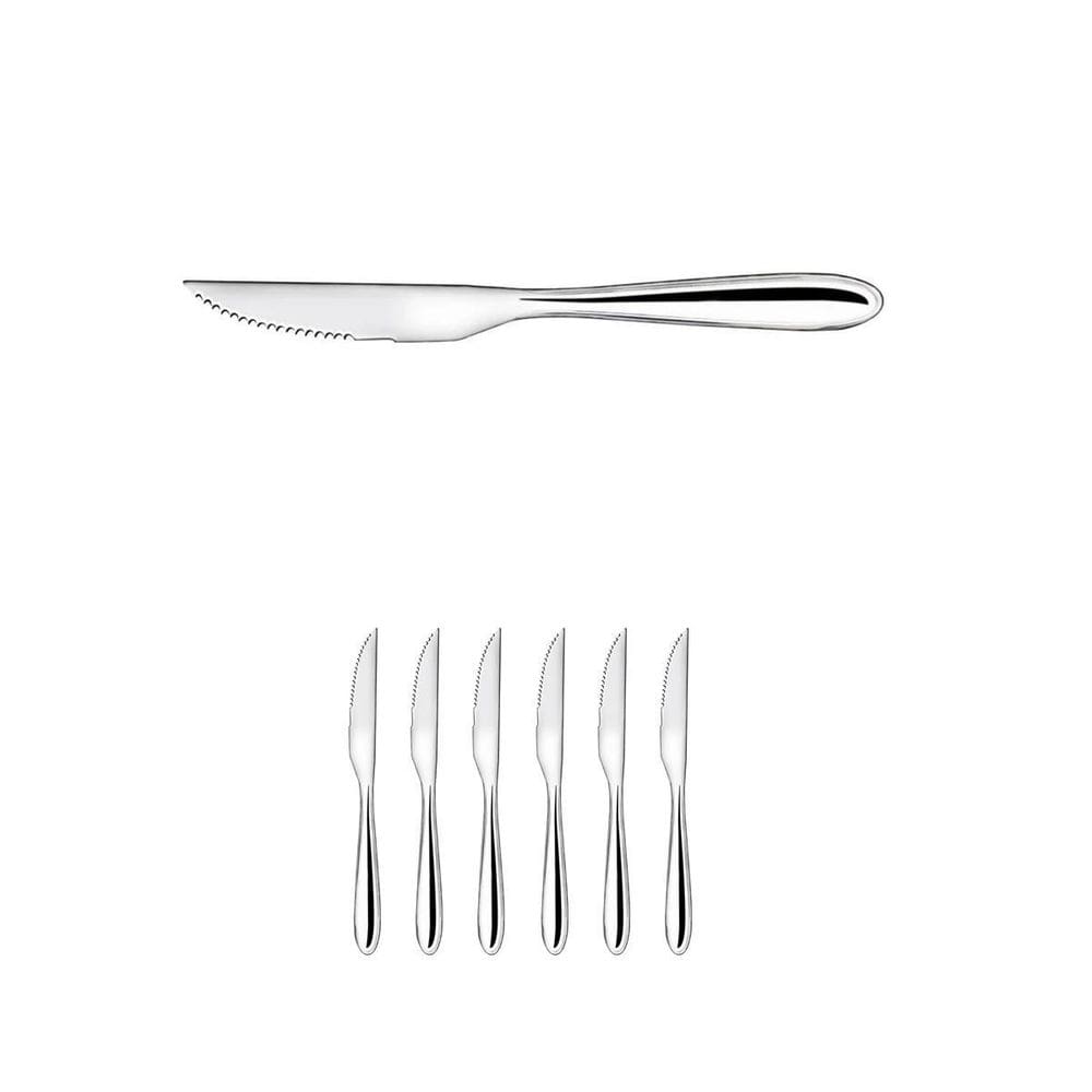 Conjunto 6 Facas De Mesa Para Carne Churrasco Aço Inox 21Cm