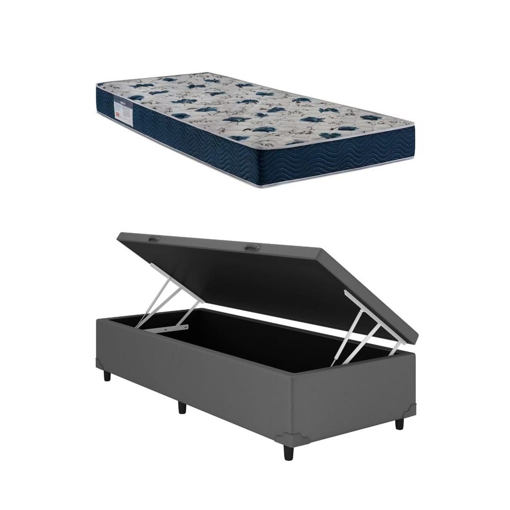 Cama Box Baú Solteiro Cinza ISO 60 D28 - Ortobom