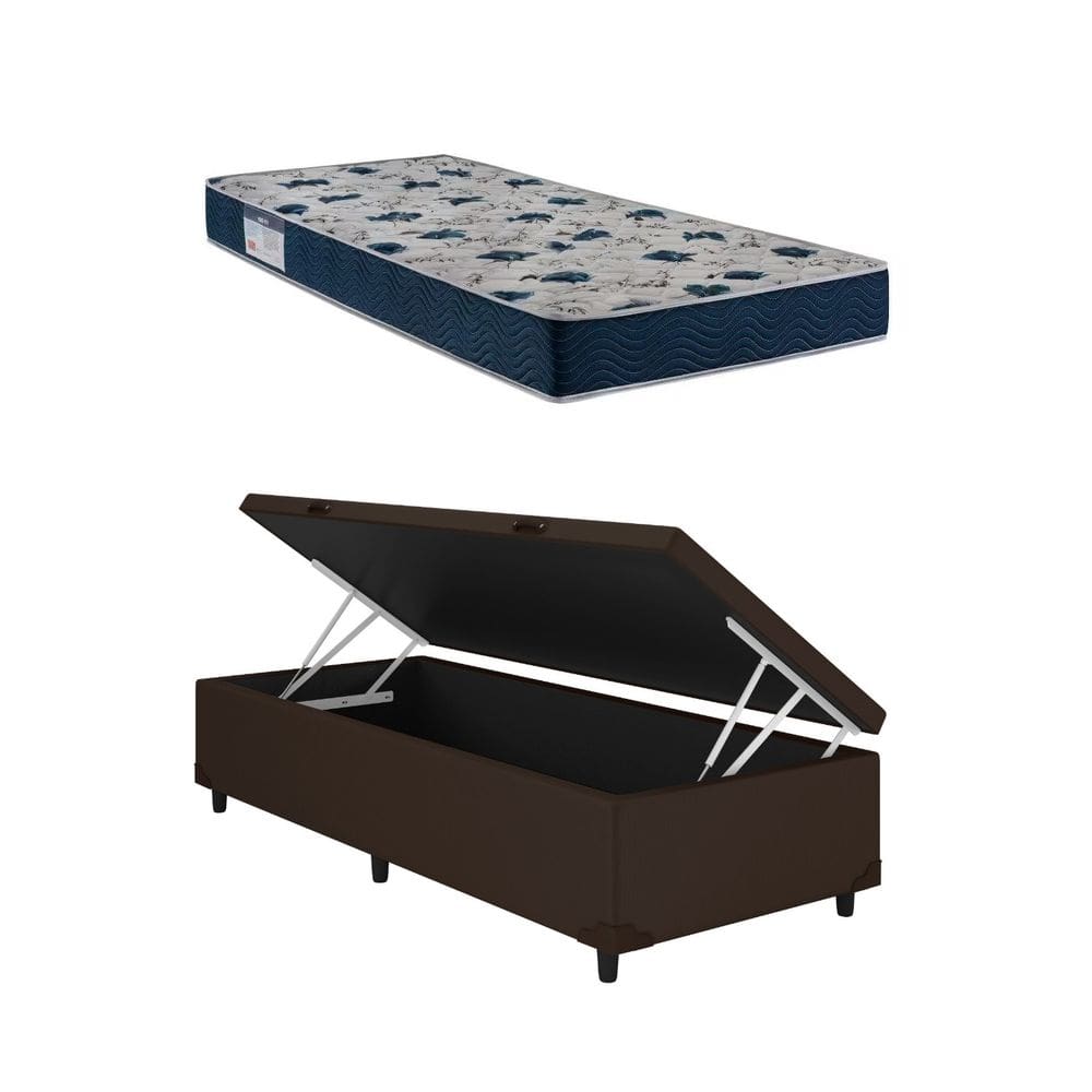 Cama Box Baú Solteiro Marrom ISO 60 D28 - Ortobom