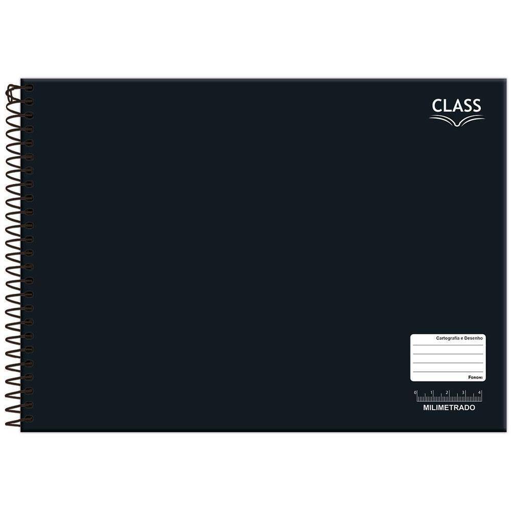 Caderno Cartografia Milimetrado 80Fls Class Preto Foroni