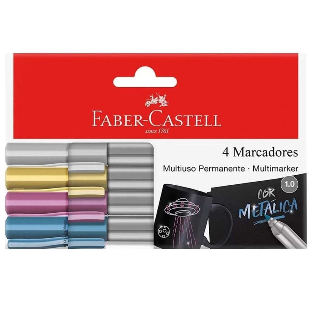 Marcador Permanente 4 Cores Multiuso 1.0 Faber Castell