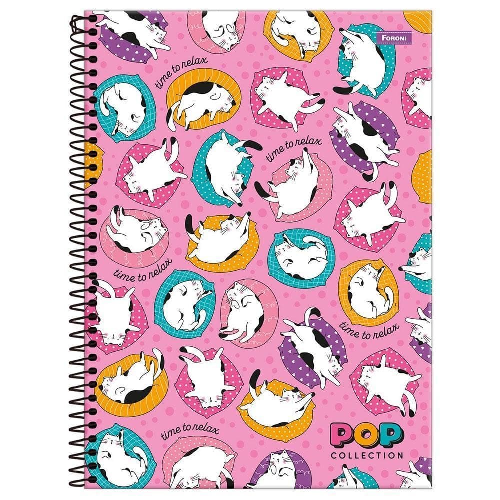 Caderno Univ 1 Matéria 96Fls Pop Collection Gatos Foroni