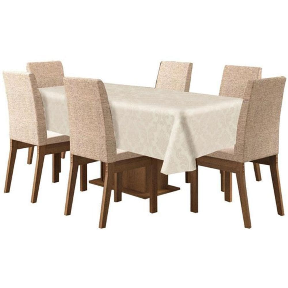 Toalha De Mesa De 4 Lugares Tecido Jacquard - Palha