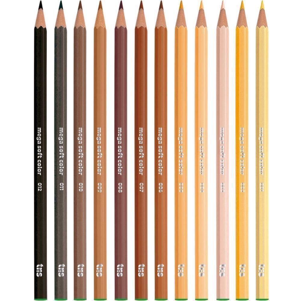 Lápis De Cor Sextavado Soft Tons De Pele 12Cores 6 Estojos
