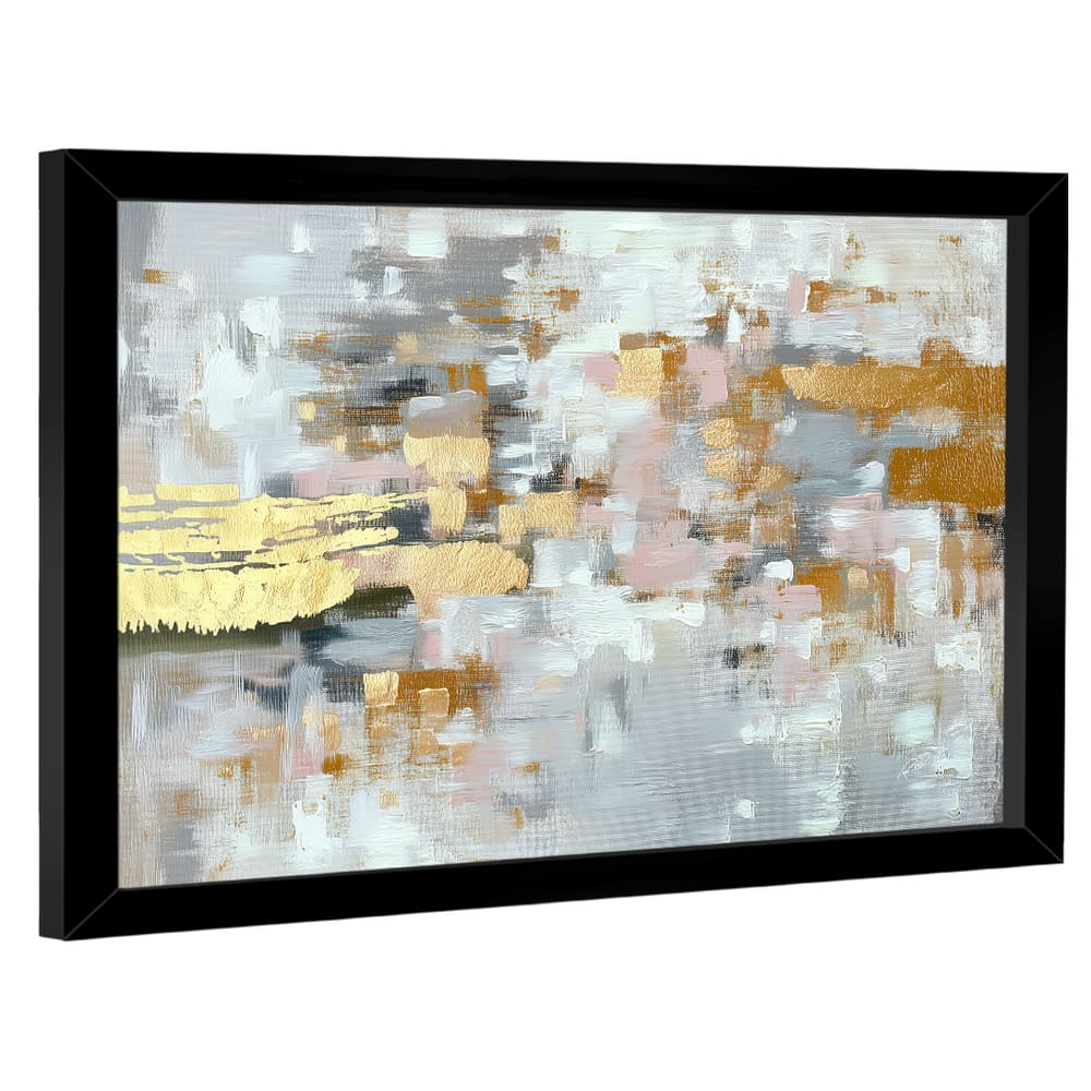Quadro Decorativo Abstrato Contraste Dourado