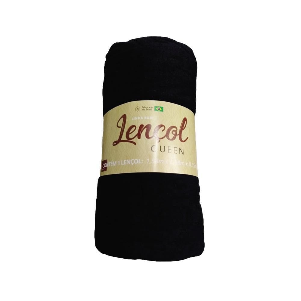 Lençol Queen Com Elástico Malha Sbx Preto