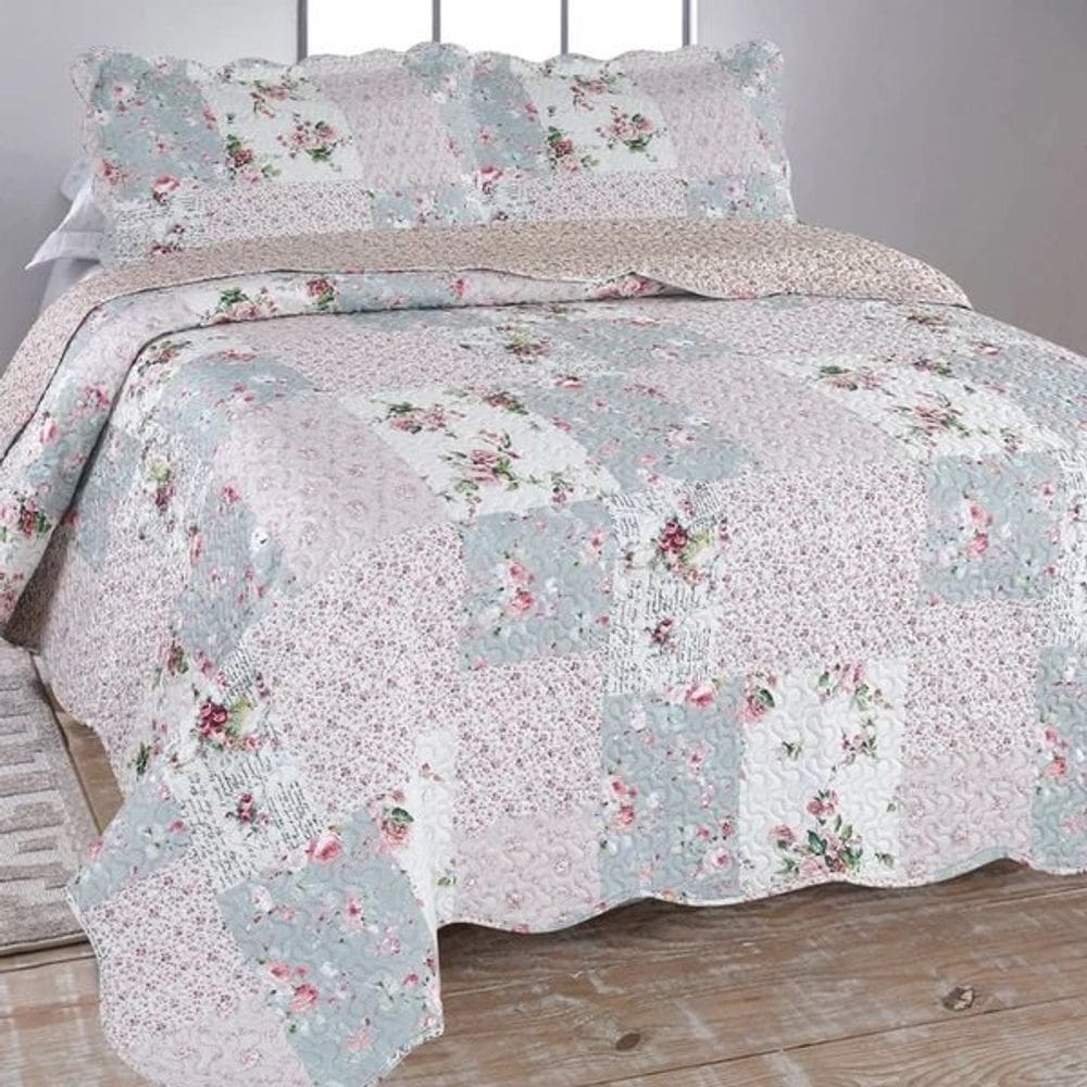 Colcha Cobre Leito Ultrassonic Dupla Face Estampada Solteiro 160x240cm - Petrolina.