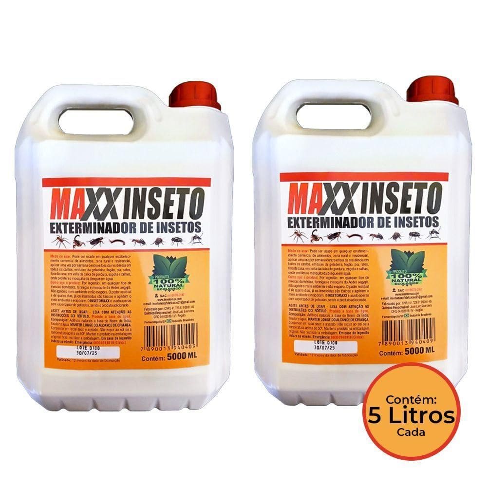 Kit 2 Exterminadores De Insetos Maxxinseto Power 5 Litros - 100% Natural