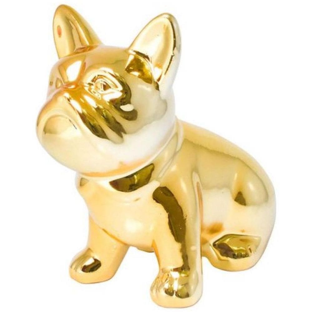 Decorativo - Enfeite De Porcelana Bulldog Frances Dourado