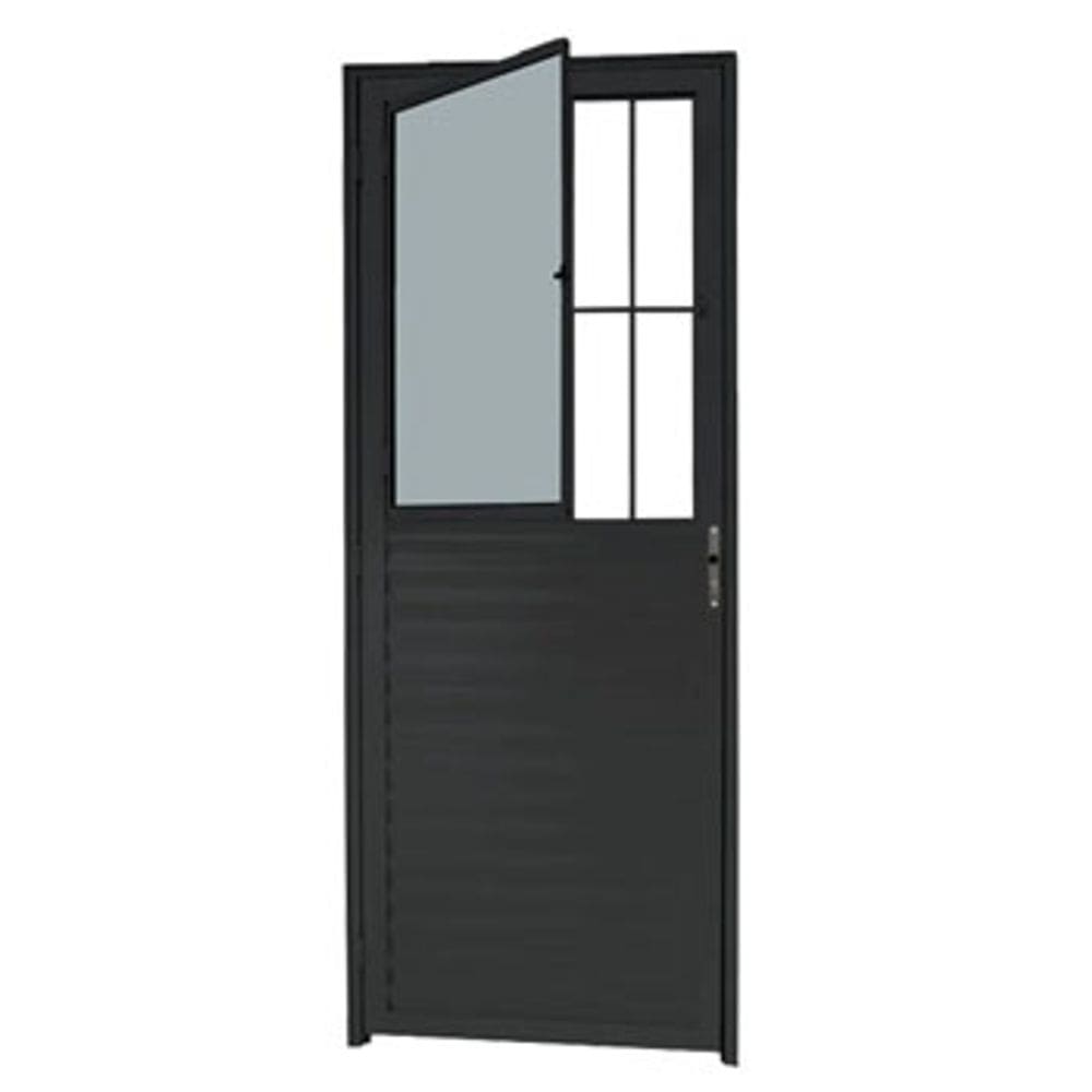 Porta Postigo Aluminio Preto 2,10x0,80 Lado Direito