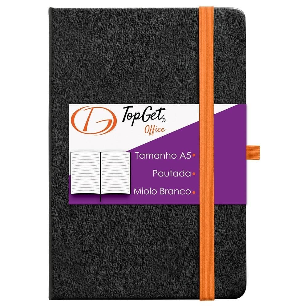 Caderneta Collection 14X21Cm 80Fls Pautada - Preto E Laranja