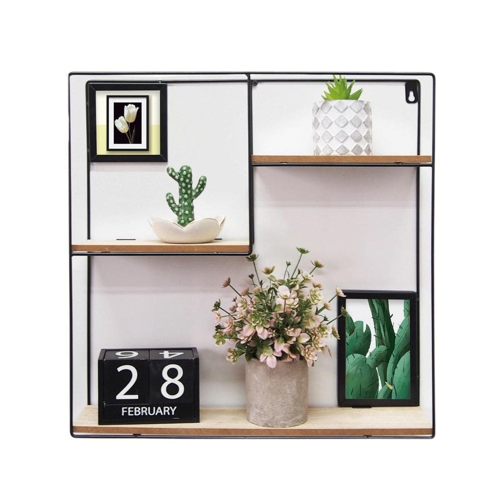 Prateleira Em Aço Nicho Decorativo Enfeite Parede Quadrada