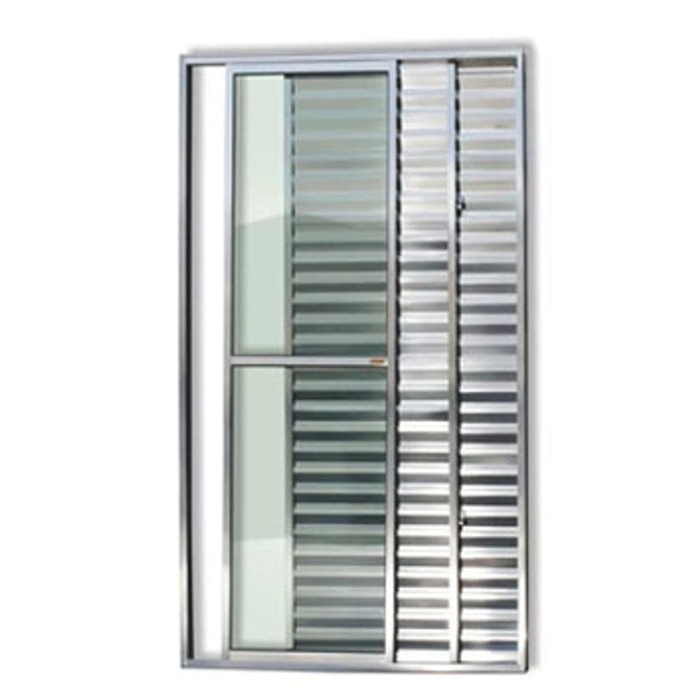 Porta Balcão 3 Folhas Aluminio Brilhante C/Trinco  2,10x1,50