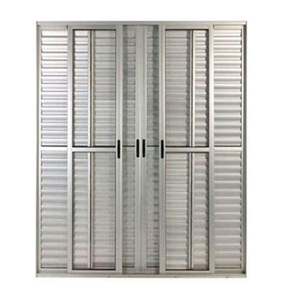 Porta Balcão 6 Folhas Aluminio Brilhante C/Fechadura 2,10x2,00