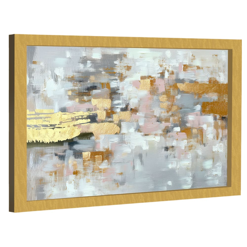 Quadro Decorativo Abstrato Contraste Dourado