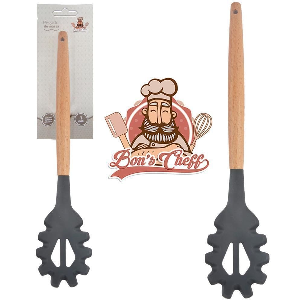 Pegador Massas Silicone Grafite Cabo Madeira Bons Cheff