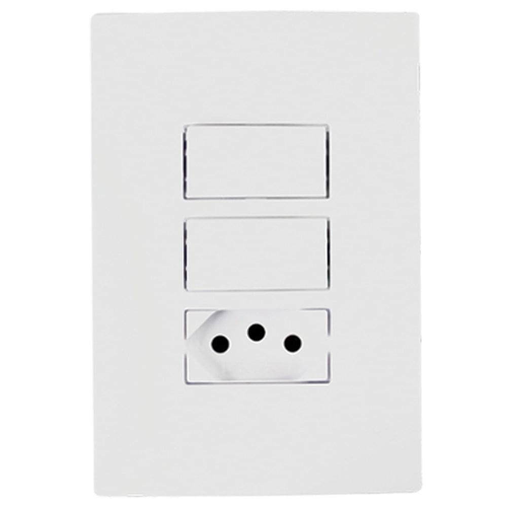 Conjunto Interruptor Simples Duplo Com Tomada 10A I9 Ilumi