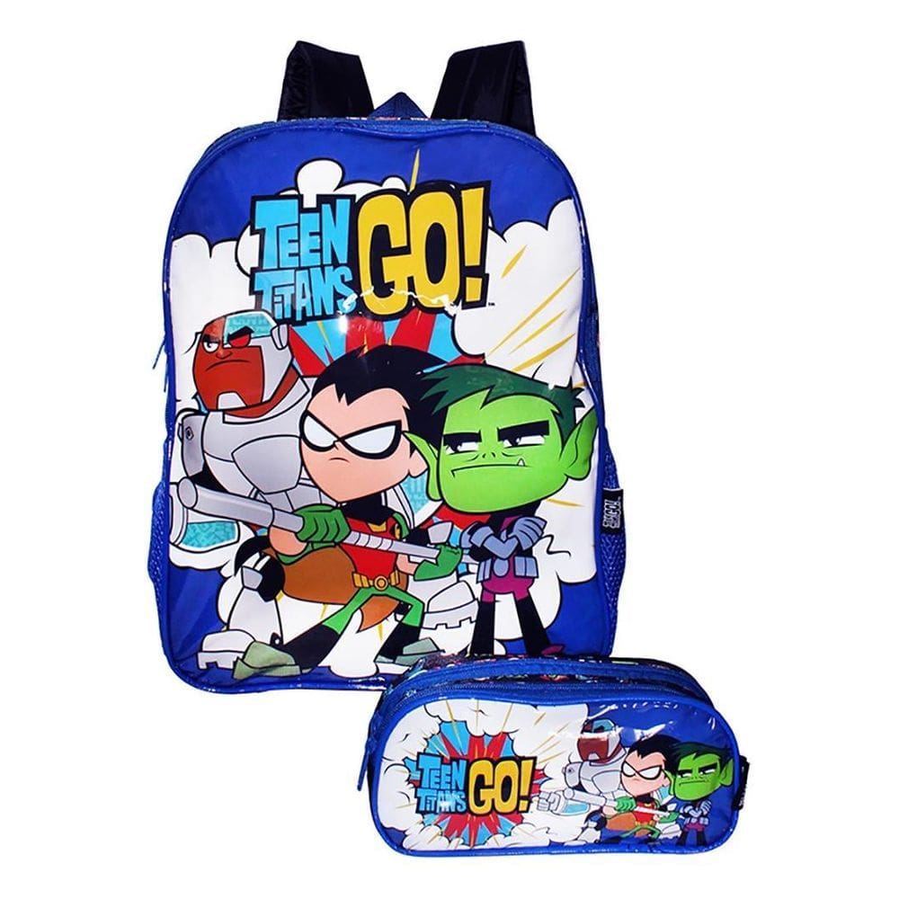 Kit Mochila Jovens Titans Escolar Estojo Meninos Gran Costas