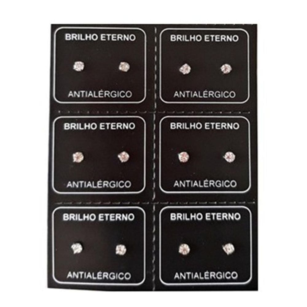 Brinco Aço Inox Kit Com 6 Pares 12 Unidades 4Mm
