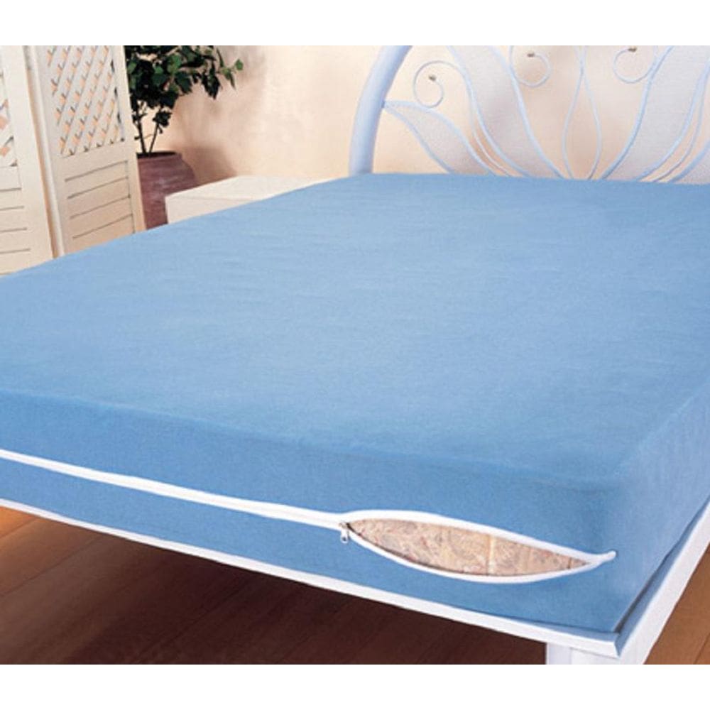 Kit Capa Protetora De Colchão Poliester Zíper 2 Un Azul