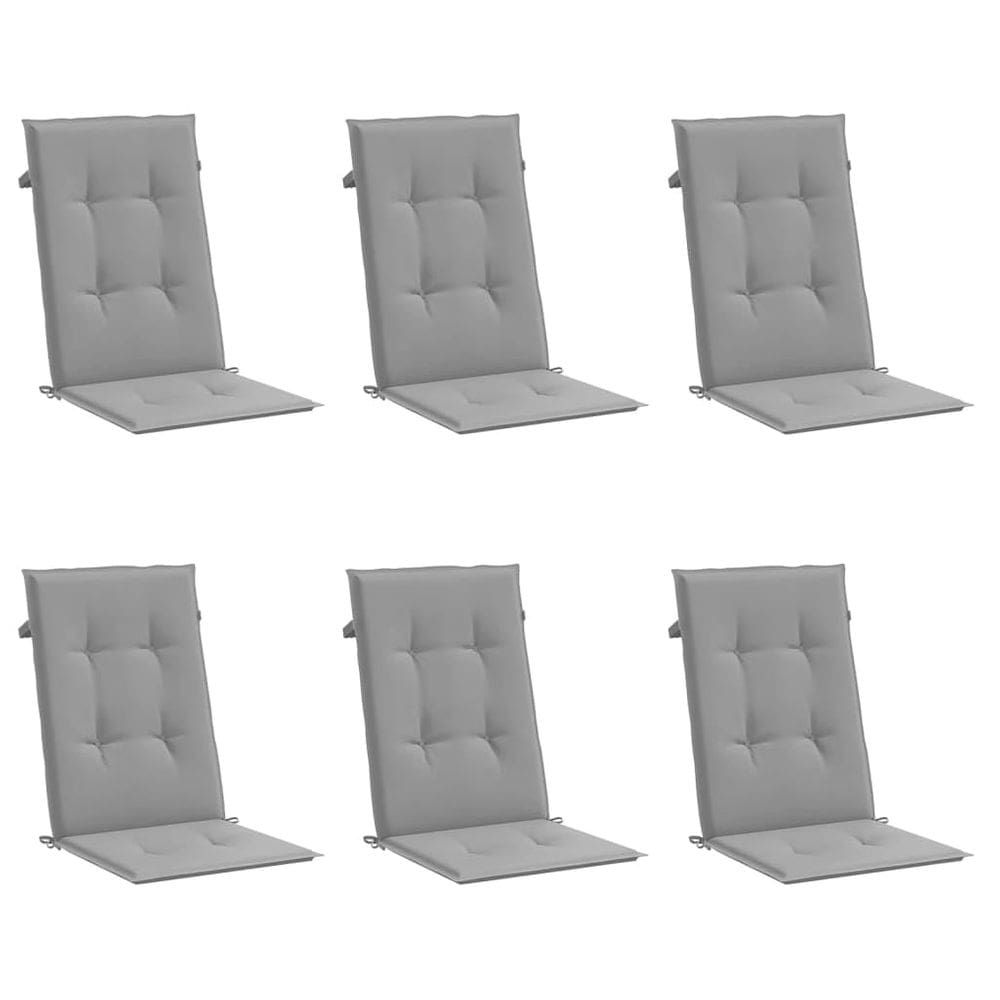 Almofadas de cadeira vidaXL Outdoor Garden, 6 unidades, encosto alto, cinza